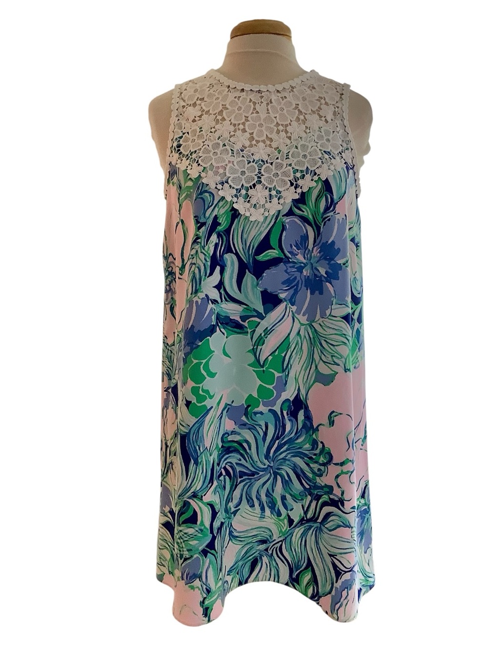 Lilly Pulitzer Sleeveless Floral Lace Yoke Shift Dress